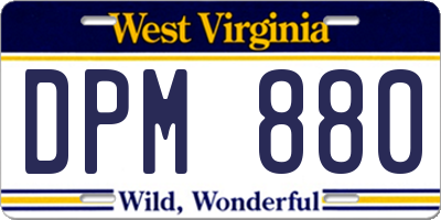 WV license plate DPM880