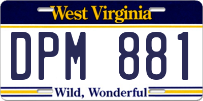WV license plate DPM881