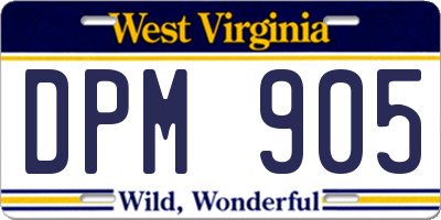 WV license plate DPM905