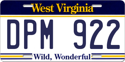 WV license plate DPM922