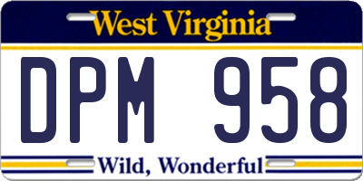 WV license plate DPM958