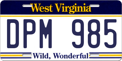 WV license plate DPM985