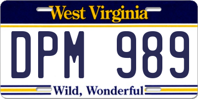 WV license plate DPM989