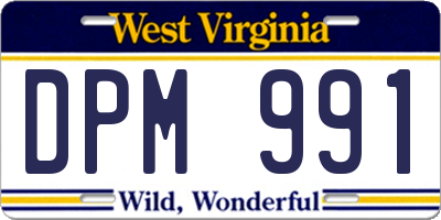 WV license plate DPM991