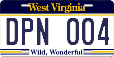 WV license plate DPN004