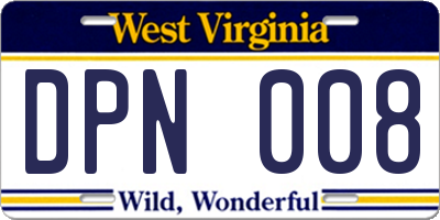 WV license plate DPN008