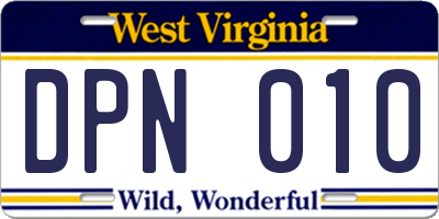 WV license plate DPN010