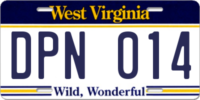 WV license plate DPN014