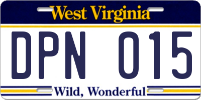 WV license plate DPN015