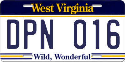 WV license plate DPN016