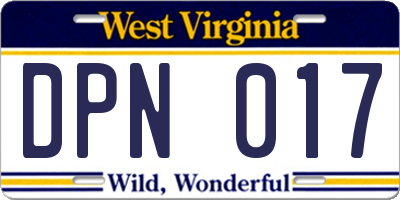 WV license plate DPN017
