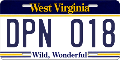 WV license plate DPN018