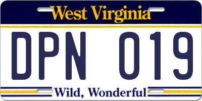 WV license plate DPN019