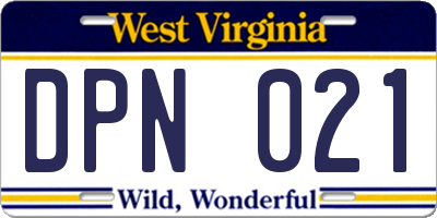 WV license plate DPN021