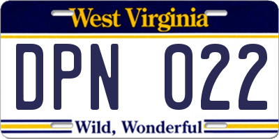 WV license plate DPN022