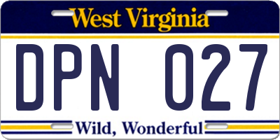 WV license plate DPN027