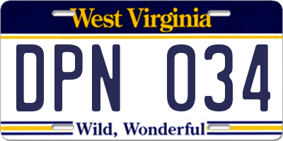 WV license plate DPN034