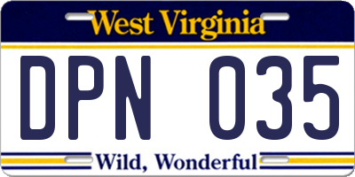 WV license plate DPN035