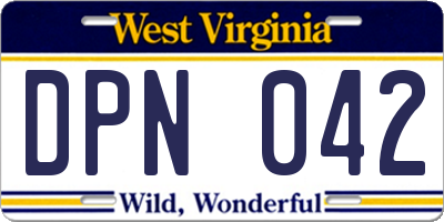 WV license plate DPN042