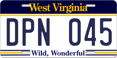 WV license plate DPN045