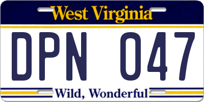 WV license plate DPN047