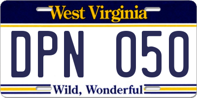 WV license plate DPN050