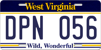 WV license plate DPN056