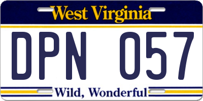 WV license plate DPN057