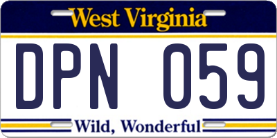 WV license plate DPN059