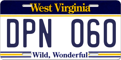 WV license plate DPN060