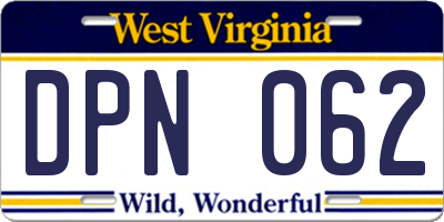 WV license plate DPN062