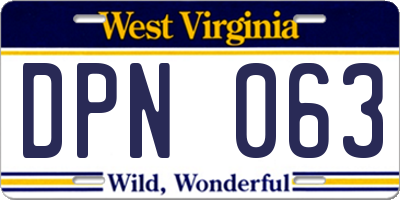 WV license plate DPN063