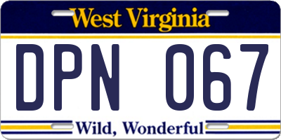 WV license plate DPN067