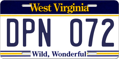 WV license plate DPN072