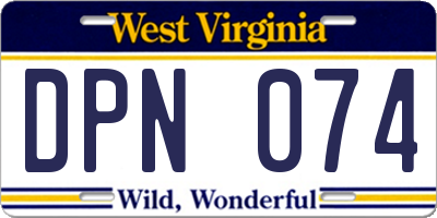 WV license plate DPN074