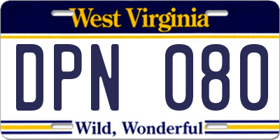 WV license plate DPN080