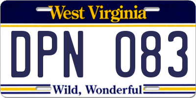WV license plate DPN083