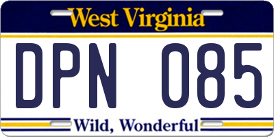 WV license plate DPN085