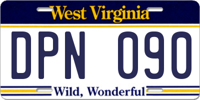 WV license plate DPN090
