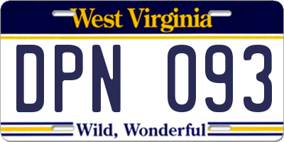 WV license plate DPN093