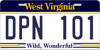 WV license plate DPN101