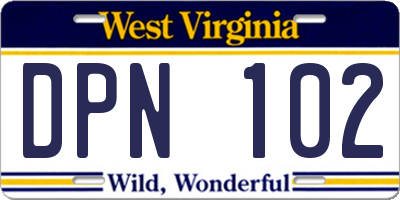 WV license plate DPN102