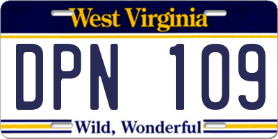 WV license plate DPN109