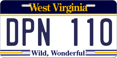 WV license plate DPN110