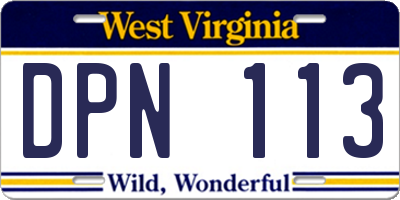 WV license plate DPN113
