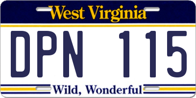 WV license plate DPN115