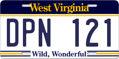 WV license plate DPN121