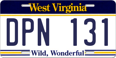 WV license plate DPN131