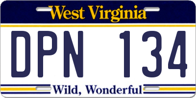 WV license plate DPN134
