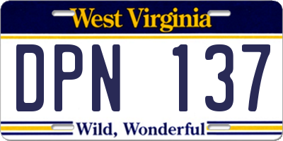 WV license plate DPN137